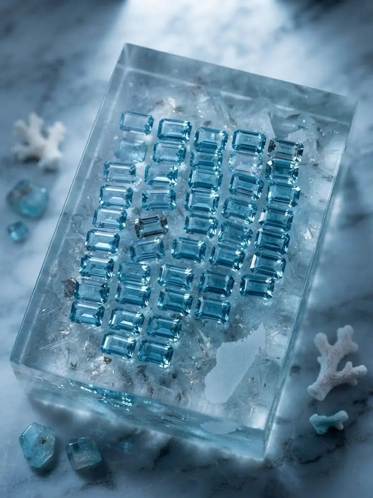 Natural Quality 57 Aquamarine Gemstones From Madagascar, Dimension 6.5x 9.5 mm, Weight 29.5 CT, Shape Emerald cut, GEM-ABC-281